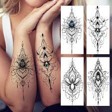 Prices for henna tattoo kits. Buy Tasroi 32 Sheets Sexy Black Henna Temporary Tattoos For Women Girls Mehnid Lace Tatoo Sticker Neck Mandala Flower Butterfly Lotus Rose Tattoo Temporary Dreamcatcher Elephant Henna Tattoo Kit Adults Online In