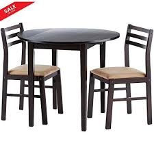 Drop Leaf Breakfast Table With 2 Armless Side Chairs With Ladder Back Design Padded Up Fabric Dining Chairs Glass Round Dining Table Small Kitchen Table Sets