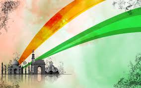 Happy independence day poster with ashoka wheel, india flag ribbon and indian famous monuments on white background. Wallpapers On India Group 77