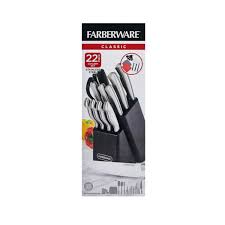 Farberware 22 piece knife set. Farberware Classic 22 Piece Stamped Stainless Steel Cutlery And Utensil Set Walmart Com Walmart Com