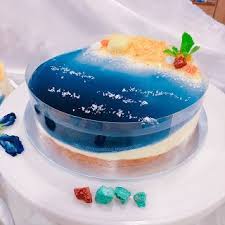 Creative Ocean Theme Mousse Cheesecake Chocolate Mousse Mirror Glaze Cake Culinary Workshop Review Ocean Cakes Chocolate Cheesecake Island Cake