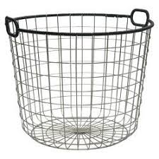 Extra Large Round Wire Decorative Storage Bin Antique Pewter With Copper Handle Threshold At Targ Floor Baskets Decorative Storage Bins Decorative Storage