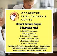 Pengumuman loker ini akan dibutuhkan segera. Lowongan Kerja Kepala Dapur Barista Kopi Di Klaten Bursa Lowongan Kerja