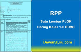 Jadi anda bisa mencobanya berikut. Rpp 1 Lembar Pjok Daring Sd Mi Kelas 1 6 Dewanguru Com