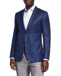 Brioni Men S Textured Wool Two Button Jacket In Blue Modesens Jacket Buttons Brioni Men Jackets