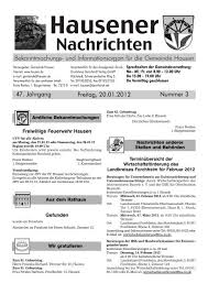 This place is situated in forchheim, oberfranken, bayern, germany, its geographical coordinates are 49° 41' 0 north, 11° 2' 0 east and its original name (with diacritics) is hausen. Freitag 20 01 2012 47 Jahrgang Nummer 3 Hausen