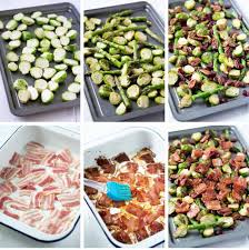 Drizzle the brussels sprouts with a little balsamic with the olive oil for more flavor. Roasted Brussels Sprouts Asparagus With Maple Bacon Pecans Back To The Book Nutrition