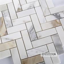Chevron honed marble floor and wall mosaic tile (0.771 sq. 1x3 Inches Calacatta Gold White Marble Herringbone Mosaic Floor Tile Buy Floor Tile Marble Floor Tile Mosaic Floor Tile Product On Alibaba Com