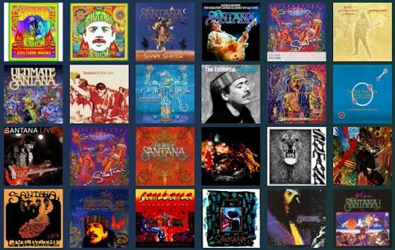 Los más grandes éxitos y la discografía completa de Carlos Santana.