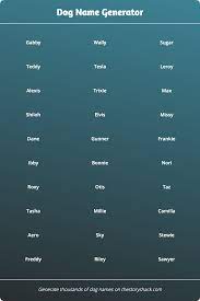 We did not find results for: Dog Name Generator 1000s Of Random Dog Names