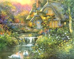 Choose from these cross stitch kits by the famous painter, thomas kinkade. Kinkade Summer Cottage Cross Stitch Pattern L K Your Finished Pattern Size 360 Stitches X Kinkade Paintings Thomas Kinkade Paintings Thomas Kinkade Art