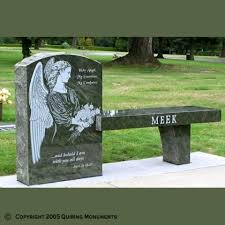 Monument Bench Monubench This Monubench For The Meek Family Shows A Guardian Angel Holding A Bou Grave Headstones Cemetery Monuments Tombstone Designs