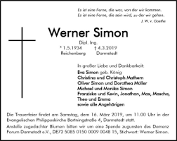Sambasivan and parvati thangammal sambasivan. Traueranzeigen Von Werner Simon Www Vrm Trauer De