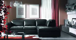 Living Room Design With Black Leather Sofa