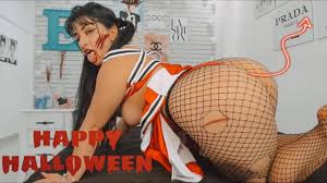 Horror porn sexy zoombie cheerleader teasing jerk off game can you win?  HALLOWEEN 2022