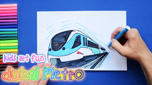 How To Draw And Color Dubai Metro Art For Kids Drawings Art