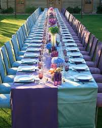 Event Table With Beautiful Colored Linens And Chairs Rentals Available At Classic Event And Tent Rental Event Des Event Rental Rental Decorating Simple Decor