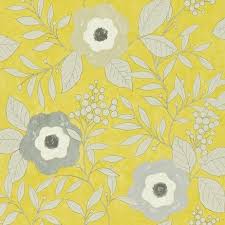 Jena In Chartreuse From Harlequin Wallpaper Yellow Grey Floral Harlequin Wallpaper Yellow Wallpaper Wallpaper