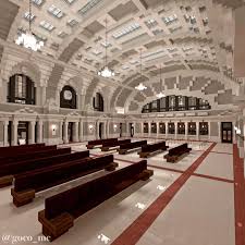 Worcester Massachusetts Union Station Main Ticket Hall Built in Minecraft ~  By @goco_mc Built in 1911. It was left derelict and abandoned in 1972, but  has since been restored. Rendered using Chunky