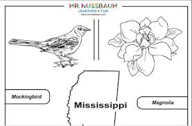 Overview of coloring pages of all u.s. Mr Nussbaum Mississippi State Symbols
