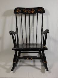 Vintage Childs Rocking Chair Painted Black Gold Fruit Wooden Boston Rocker Rocking Chair Kids Rocking Chair Rocking Chair Makeover
