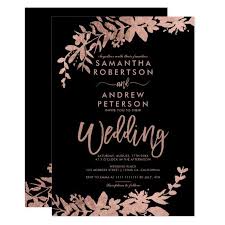 Black And Gold Wedding Invitations Rose Gold Typography Floral Black Chic Wedding Invitation Zazzle Com Chic Wedding Invitations Black Wedding Invitations Floral Wedding Invitations