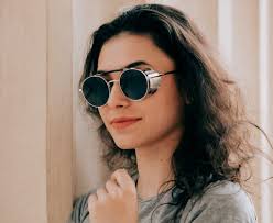 Ochelari de soare Steampunk stil Retro Rotunzi model Blun lentila UV400  culoare Fumuriu