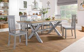 The extended dining table oak have prime qualities and discounts that give you value for money. Grange Painted Grey And Oak Extending Dining Table With 8 Oxford Grey Chairs Furniture And Choice