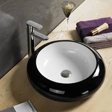 Vasque Ronde Galet A Poser 49x49x14 Cm Ceramique Noir Blanc Style Vasque A Poser Vasque Vasque Noire