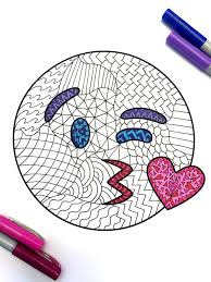 Kiss Emoji Pdf Zentangle Coloring Page Emoji Coloring Pages Emoji Drawings Emoji Art