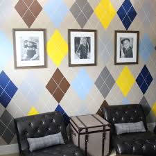 Living room masking tape wall paint design ideas with tape. How To Paint An Argyle Wall With Almost No Math Blue I Style