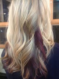 Pin By Crimson Hairart Studio On Did It All For The Beauty Maroon Hair Peekaboo Hair Burgundy Blonde Hair