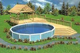 Plan 90005 Luxury Split Level Pool Deck With Trellis Pool Deck Plans Above Ground Pool Landscaping Pool Landscaping