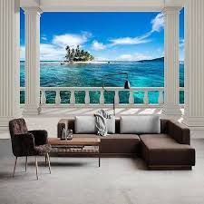 Alles fürs heimwerken günstig und bequem online kaufen! Vlies Fototapeten Wandtapeten 3d Insel Schone Balkon Meerblick Kn 1373 3d Wandbilder Wohnzimmer Fototapete 3d Tapete
