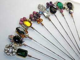 9xnice Beautiful Rhinestones Glass Hatpins Lot S65 Ebay Hutnadeln Ascot Hute Hut