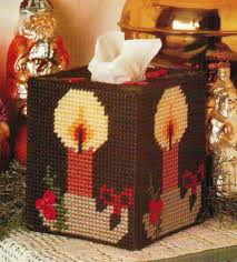 Christmas Candles Tissue Box Cover Plastic Canvas Pattern Only From A Book Plastic Canvas Tissue Boxes Plastic Canvas Patterns Canvas Patterns