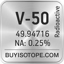 The atomic weights used on this site come from nist, the national institute of standards and technology. Vanadium 50 Vanadium 50 Isotope Enriched Vanadium 50