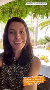 Welcome from Pitzer's Director of Alumni & Family Engagement, Jenna Gough!  Can't wait to see you