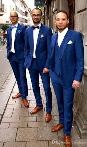 Fabrics play a very important role here as you want to be comfortable for the wedding while looking somewhat formal. 2020 Wedding Tuxedos Two Button Groom Suit Set Groomsman Suit Blue Wedding Party Suit Jacket Pants Custom Made For Evening Party Yy030 Men Suits For Sale Mens D Blue Groomsmen Suits Blue