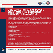 Entry and exit for of persons in areas under ecq and mecq. Guidelines For Areas National Task Force Against Covid19 Facebook