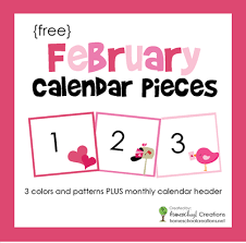 February Pocket Chart Calendar Pieces