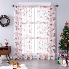 Traditional leopard print window curtains tend to feature various shades of yellow, gold, black, and brown. Mrtrees Linen Textured Sheer Curtains 84 Inches Christmas Xmas Living Room Burgundy Red Flower Printed Window Curtain Sheers Bedroom Drapes 2 Panels Light Filtering Window Treatment Set Rod Pocket Buy Online In