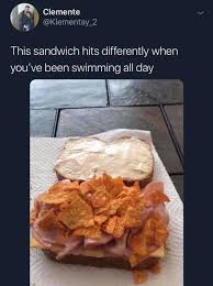 Nothing Beats A Sandwich Like This After A Long Day Swimming 23 Food Opinions That Are True For Absolutely No Rea Twitter Funny Stupid Funny Memes Funny Memes