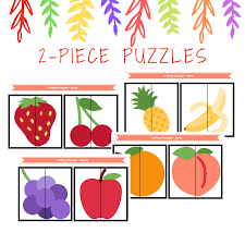 Free Printable 2 Piece Puzzles Printable Puzzles For Kids Montessori Toddler Activities Fruit Activities