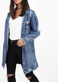Veste En Jean Longue Effet Dechire Longue Veste En Jean Veste En Jean Veste