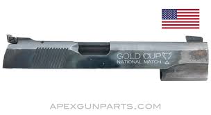 Its gorgeous royal blue finish was soon marred by constant presentations from concealment leather and, before long, police duty holsters. Colt Mkiv Series 70 Gold Cup National Match Slide Assembly 45 Acp Good W Rust Stains