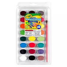 Crayola 24ct Watercolor Paints With Brush Watercolor Pans Washable Paint Watercolour Painting
