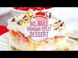 No Bake Banana Split Dessert Brown Eyed Baker Desserts Banana Split Dessert Banana Split Recipes