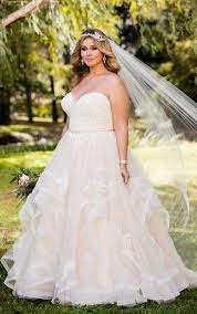 Pink Floral Lace Plus Size Wedding Dress With Textured Skirt Wedding Dresses Lace Ballgown Plus Wedding Dresses Plus Size Wedding Gowns