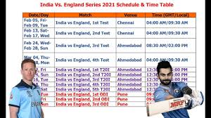 1st test | feb 05. India Vs England Series 2021 Schedule Time Table Youtube